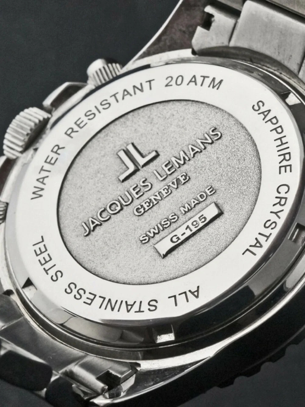 Jacques Lemans Stainless Steel Chrono Watch w/ Green Bezel and Black Dial